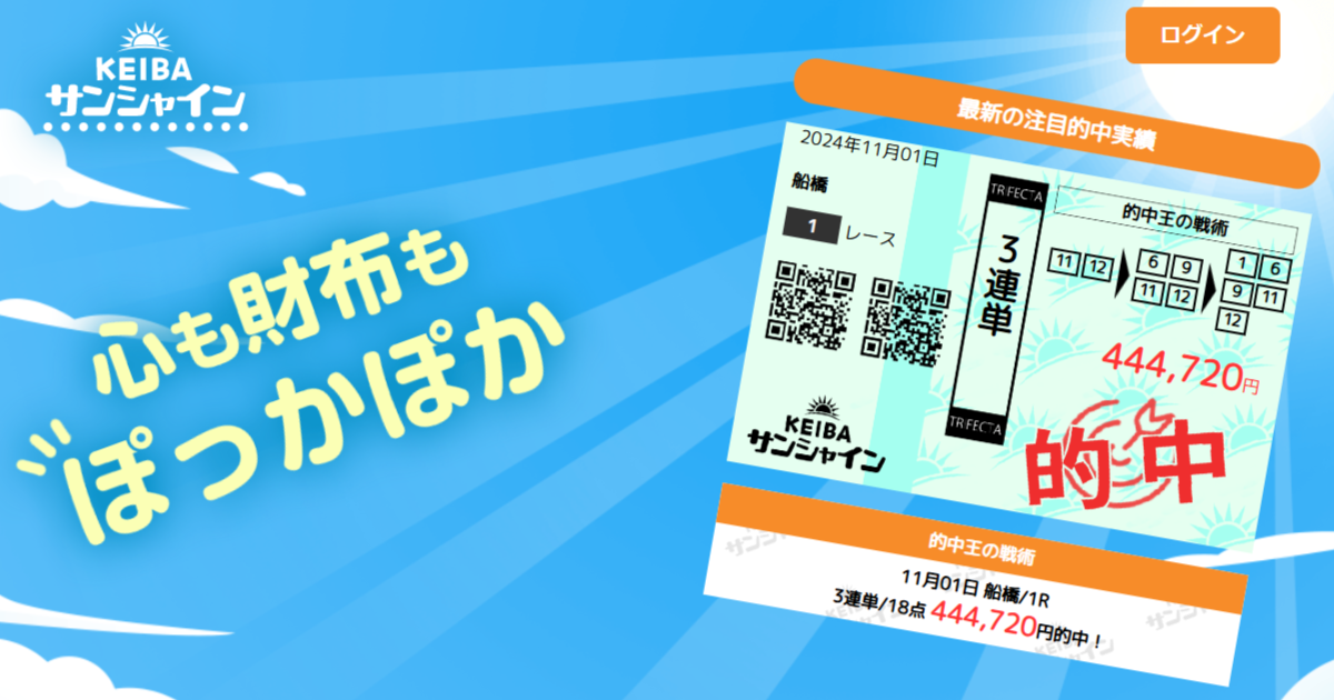 競馬サンシャイン｜【ゼロから始める】競艇・ボートレース・競馬・競輪の予想販売の特選サイト集【レーコレ】